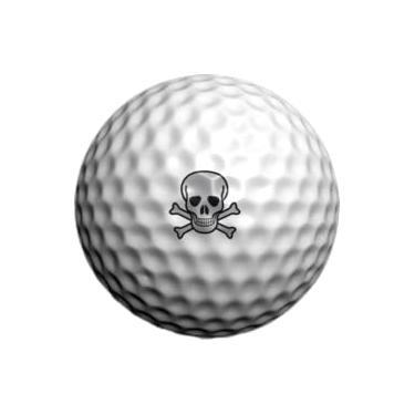 Imagem de Golfdotz Marcadores de bola de golfe – Acessórios de golfe marcador de bola de golfe e estêncil de bola de golfe alternativa – Coleção metálica – Skullmania (prata e azul)