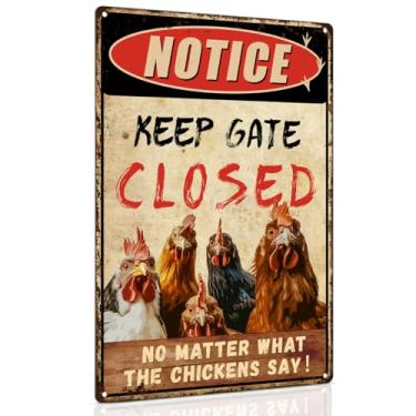 Imagem de ALKB Acessórios engraçados para galinheiro para decoração de galinha ao ar livre, 20,32 x 30,5 cm - Mantenha o portão fechado não importa o que as galinhas dizem - presentes fofos para amantes de galinha