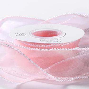 Imagem de BBJ WRAPS Fita de presente de chiffon pérola Fishtail fita de luxo com fio de organza para embalagem de buquê de flores, embrulho de artesanato, dia dos namorados, casamento, aniversário, buquê de
