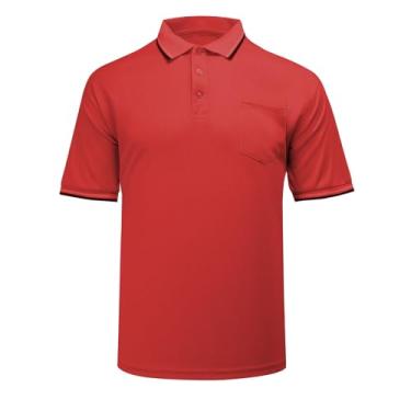 Imagem de redgino Camisa masculina de beisebol softball, árbitro, manga curta, camisa polo referee gear - tamanho para protetor de peito, Vermelho, XG