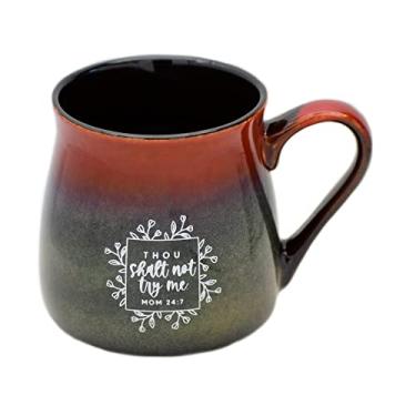 Imagem de Caneca de café de designer de cerâmica | Thou shalt not try me. Mãe 24:7 | Comporta 473 ml | Seguro para lava-louças e micro-ondas | Ótimo para café, chá, sopas, chocolate quente