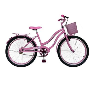 Imagem de Bicicleta Infantil Aro 24 Menina Com Cestinha Freio V Brake Rodas Alumínio Aero-Feminino
