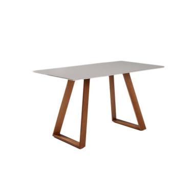 Imagem de Mesa de Jantar Retangular com Tampo de Vidro Off White Viena Mel 180 cm