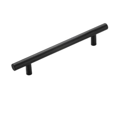 Imagem de Puxador dourado preto do armário, aço inoxidável escovado, maçaneta da porta do armário de cozinha, gaveta de móveis, puxador de barra t, preto 256mm