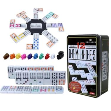 Imagem de Domino Mexicano Double 12 Lata Com 91 Peças