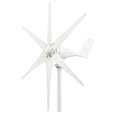 Imagem de HENGJINGTR Gerador de turbina eólica 1600W, gerador de moinho de vento 12V/ 24V turbina eólica Controlador de vento Kit de gerador de turbina para barcos, terraços, cabines ou casa (branco),24v