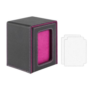 Imagem de Almencla Caixa de baralho para cartões de negociação com 2 divisórias, contém mais de 100 cartões, estojo de armazenamento para cartões de coleção, cartões, roxo