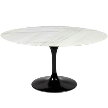 Imagem de Mesa de Jantar Saarinen Oval 180x100 cm Mármore Branco Extra Base Preta