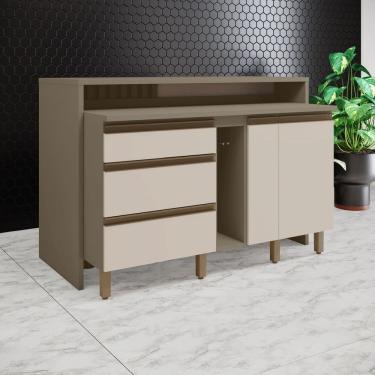 Imagem de Kit Ilha Gourmet 2 Portas 3 Gavetas com Porta Condimentos Duna/Cristal