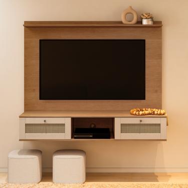 Imagem de Painel Para TV até 72 Polegadas 2 Portas Trama Artely - Cinamomo/Off White