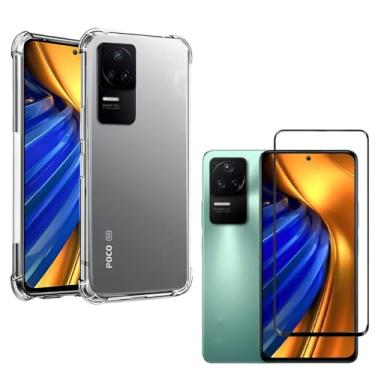 Imagem de Capa Capinha Anti Impacto + Película Premium 9D Cerâmica Para Poco F4 Tela De 6,67 Polegadas - (Bluepink)