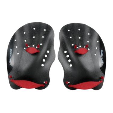 Imagem de YIJU Pás de mão para natação Nadadeiras Luvas de água Leves Ajustáveis Pás de natação confortáveis Pás de mão para natação, M Black