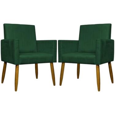 Imagem de Kit 2 Poltronas Para Sala Decorativas Mari Cadeiras Reforçadas Para Recepção Manicure Sala De Espera Consultório Escritório Confortável Pés Palito Suede Verde - Clique e Decore