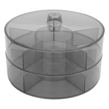 Imagem de Bandeja de Servir Giratória Com Tampa, 2 Camadas, 5 Compartimentos, Prato de Aperitivo Redondo, Caixa de Petisco Transparente de Plástico de Grande Capacidade, Recipiente de