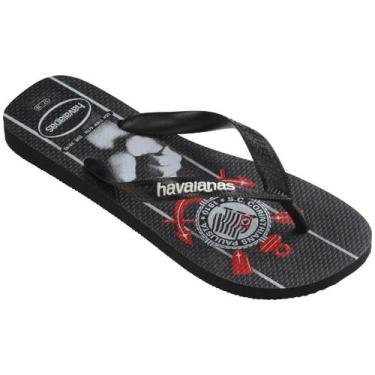 Imagem de Chinelo Havaianas Top Times Corinthians Est 2024 41483051069, Preto, 3