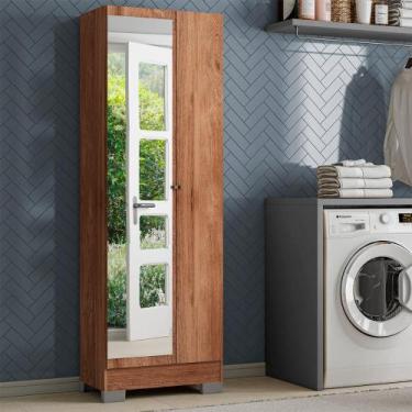 Imagem de Armário Multiuso 56cm c/ Espelho 2 Portas 5 Prateleiras FR - Carraro M