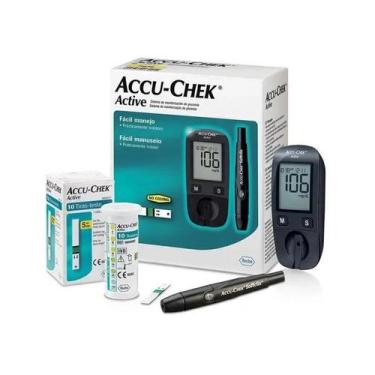 Imagem de Kit Aparelho Medidor De Glicemia Diabetes Accu-check Active c/ 10 Tira