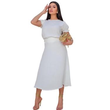 Imagem de Conjunto Feminino Saia Midi Blusa Moda Elegante Alfaitaria - Anne Guer
