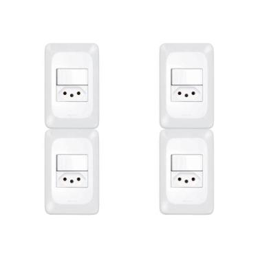 Imagem de Kit C/4 - Conjunto Pial Pop Modulo Com Placa 4X2 - 1 Simp...