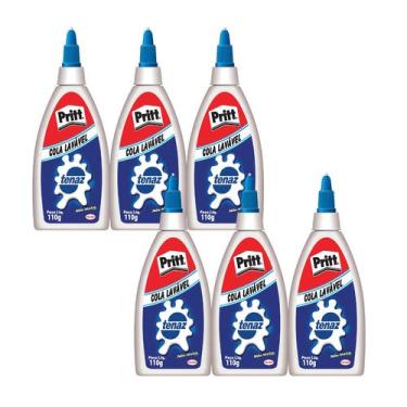 Imagem de Kit 6 Cola Tenaz Branca Líquida 110G Lavável Atóxica Escolar Artesanat