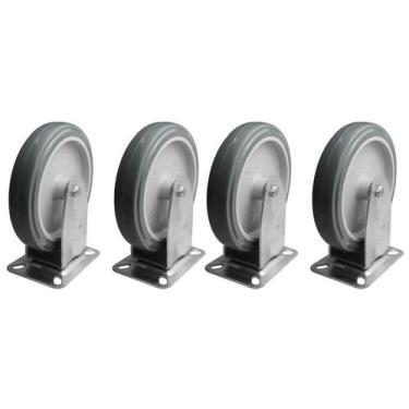Imagem de Kit 4 Rodízios s Trava c Placa Fixa Cinza 6 Pol Plástico - Schioppa