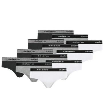 Imagem de Kit 12 Cuecas Adulto Selene Modelo Slip De Algodão Com Elástico De 30 