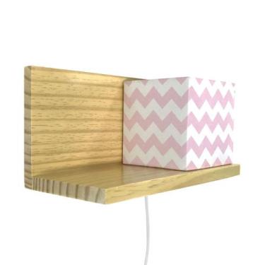 Imagem de Arandela Prateleira Pinus Cubinho Rosa Quarto Bebê Infantil - Potinho 