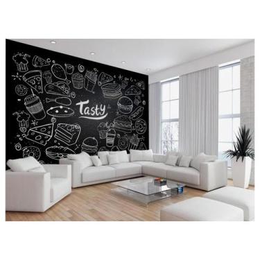 Imagem de Papel De Parede 3D Estilo Lousa Lanches Comidas 3,5M Lcb33 - Você Deco