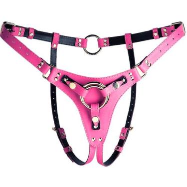Imagem de Cinta para Prótese Cintaralho Couro Rosa Ajustável Confortável Inversã