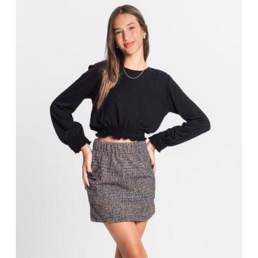 Imagem de Blusa Juvenil Feminina Manga Longa Minty Preto, 14, Preto