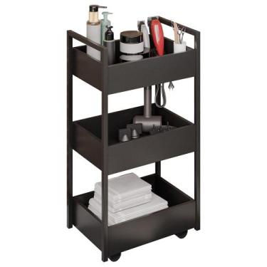 Imagem de Carrinho Auxiliar para Salão de Beleza Industrial Liss M24 Preto/Preto