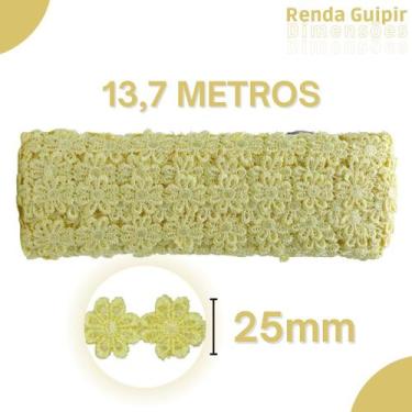 Imagem de Renda Guipír Amarelo Gema - 25Mm Rolo Com 13,7 Metros - Chl207 - Nybc