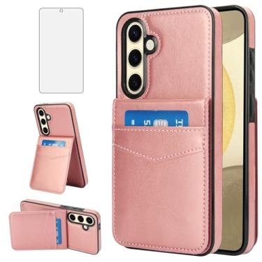 Imagem de Asuwish Capa de telefone para Samsung Galaxy S24 FE 5G com protetor de tela de vidro temperado e suporte para cartão de crédito capa carteira suporte acessórios de celular de couro S 24 EF S24FE 24S