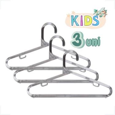 Imagem de Kit 3 Cabides Infantil Transparente 8mm Reforçado Bebe - ERCA PLAST