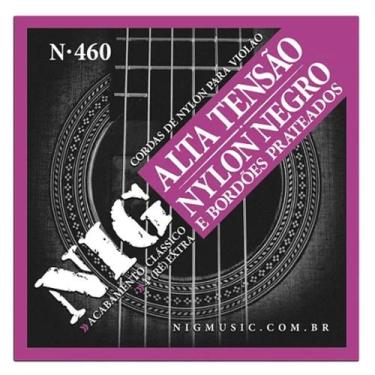 Imagem de Encordoamento Violão Nylon NIG Tensão Alta Preto Prateado N460
