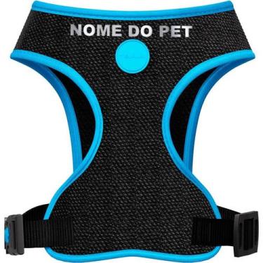 Imagem de Peitoral personalizado  meuauau neon azul - nome do pet, P