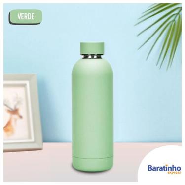 Imagem de Garrafa Térmica Squeeze Água 500ml Aço Inox Verde Academia - TOP Útil