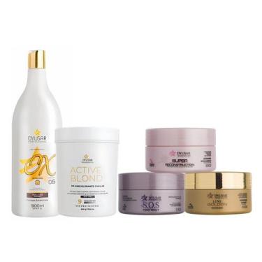 Imagem de Kit Cronograma Capilar + Pó Descolorante Active + OX 05 Vol - Dyusar  