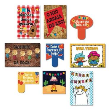 Imagem de Kit Placas Festa Junina Arraia Frases Bem Vindos 9 pçs - Art Print