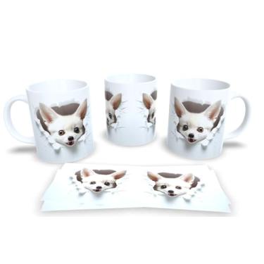 Imagem de Caneca Branca de Porcelana Personalizadas Arte Espelhadas em 3D Animais (Dog 3)