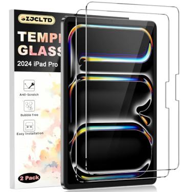 Imagem de SZJCLTD (Pacote com 2 protetores de tela para iPad Pro 2024, película de vidro temperado 9H resistente a arranhões [compatível com Apple Pencil e suporte de identificação facial] (iPad Pro 11