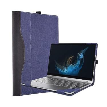Imagem de Capa para laptop para Samsung Galaxy Book2 Pro/360 e Galaxy Book 4 360 15,6 polegadas - capa protetora de couro PU com suporte (azul)