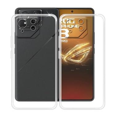 Imagem de HGJTFANY Capa de telefone para Asus ROG Phone 8 Pro (6,7 polegadas), 2 peças de capa amortecedora de silicone TPU macio à prova de choque, [ultrafina] [antiamarelamento] capa traseira para Asus ROG