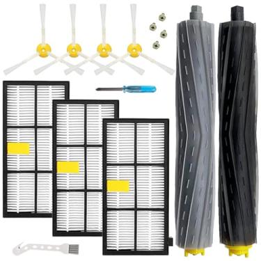 Imagem de Peças de reposição para irobot Roomba 805 960 860 861 866 870 880 890 900 960 980 981 985 Robot Vacuum, 1 extrator de detritos 3 filtros, 4 escovas laterais e 4 parafusos
