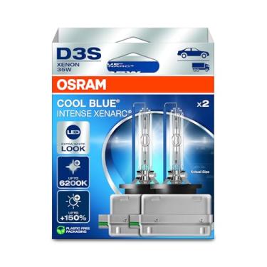 Imagem de OSRAM XENARC COOL BLUE INTENSE D3S, +150% mais brilho, até 6200K, candeeiro de farol de xenon, aparência LED, caixa dobrável para pendurar (2 lâmpadas)