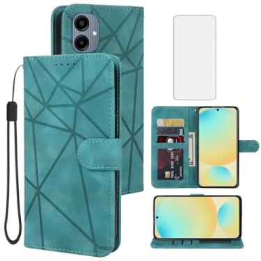 Imagem de Tothedu Capa para Galaxy A06, capa carteira para Samsung A06 SM-A065F com protetor de tela de vidro temperado, suporte de couro flip para cartão de crédito e alça para celular para Samsung Galaxy A06