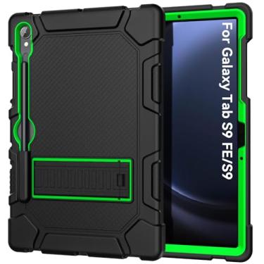 Imagem de Cantis Capa para Samsung Galaxy Tab S10 FE/ S9 FE 5G 10,9 polegadas/Galaxy Tab S9 11 polegadas 2023, capa resistente à prova de choque para tablet compatível com S Pen, preto + verde + preto