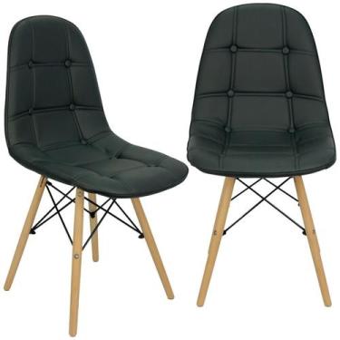 Imagem de Kit 2 Cadeiras Charles Eames Botonê Eiffel Wood Estofada Couro - Liant