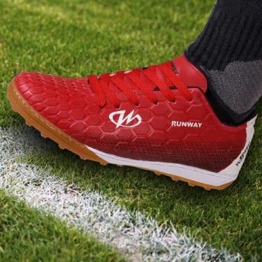 Imagem de Chuteira Society Grama Sintética Runway Speed Masculino, Vermelho, 35