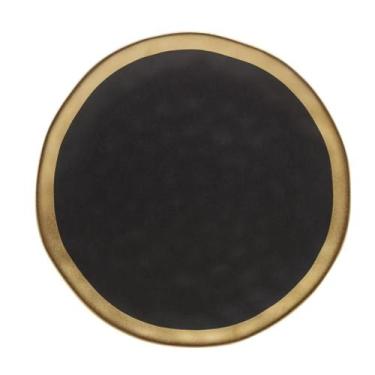 Imagem de Prato Raso Em Porcelana Dubai 25cm Wolff, Preto e Dourado